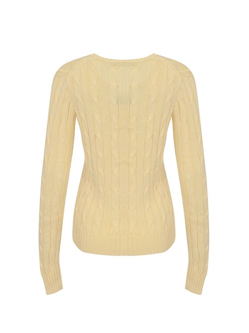 Maglia a trecce in cotone con scollo a V Natural POLO RALPH LAUREN | 211971870011